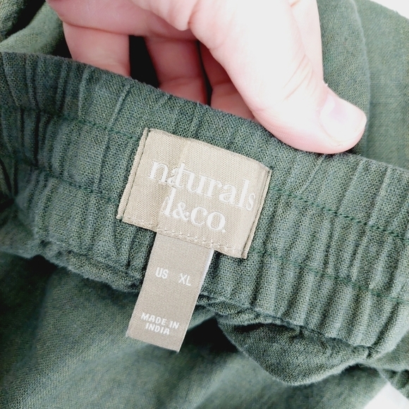 Naturals D&Co. Green High Rise Wide Leg Cropped Loose Fit Trousers 3451 - Picture 5 of 9